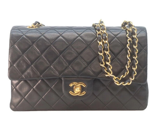 Chanel Lamb W Flap Matelasse25 Shoulder Bag Black r0_0527