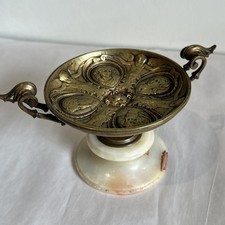 Antique Onyx And Bronze Tazza Calling Card Tray