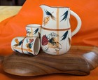 Vintage 1960s Masco Mid-Century Hand-Painted Abstract Tropicana Pitcher and Cups — photo 3
