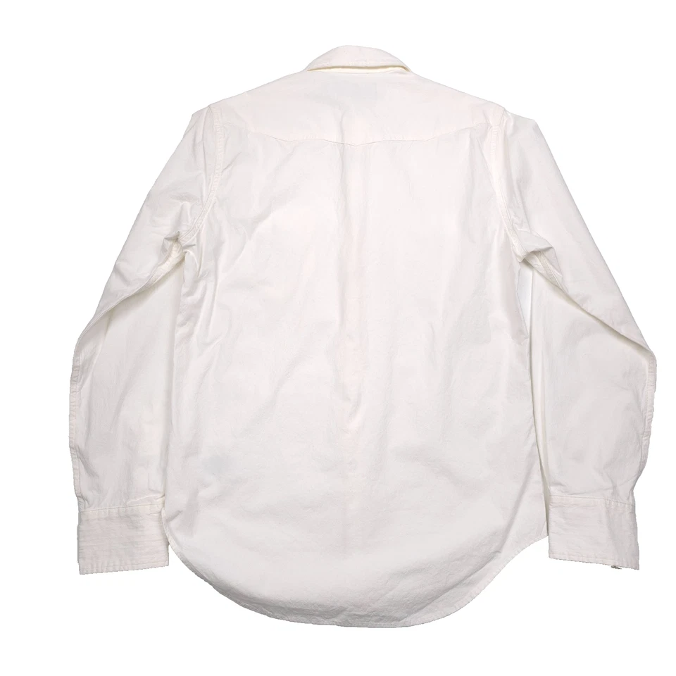 Camisa occidental RRL Ralph Lauren blanca popelina algodón perla a presión para hombre talla grande Foto 2 de 4