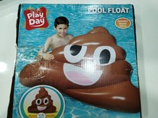 Pool Float Inflatable Brown Poop Emoji Play Day 48" X 42.5 Family Fun NEW