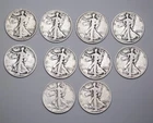 90 Percent Silver Walking Liberty Half  Lot of (10) Mixed Dates $5 face value