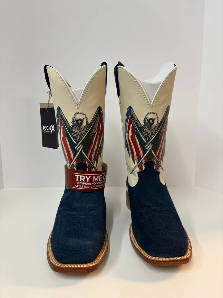 TWISTED X Shop Twisted X Men's Tech Western Boots - Navy/Red SIZE 7.5 D - Image 3 of 4