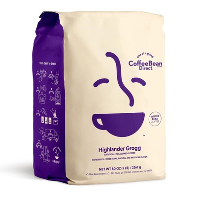 Highlander Grogg Flavored, Whole Bean Coffee, 5 Pound Bag (Pack of 1)
