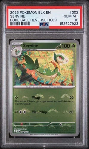 Pokemon Servine Black Bolt Reverse Poke Ball #002 Graded Card PSA 10