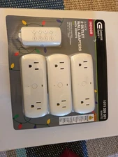 2 Outlet Wall Adapters with Remote Control Wireless Indoor White 3-Pack NEW
