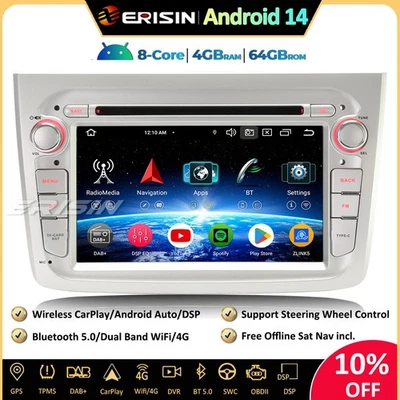 64GO Android 14 Autoradio CarPlay pour Alfa Romeo Mito GPS DVD DAB+ TNT DSP DVR - Photo 1/4
