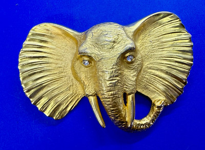 HUGE! Elephant with Clear Rhinestone Eyes Vintage 1994 
