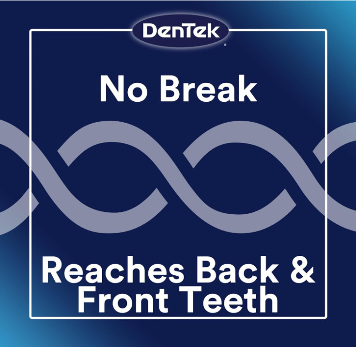 DenTek Complete Clean Easy Reach Floss Picks, No Break & No Shred Floss, 75 Coun
