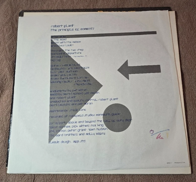 Robert Plant: The Principle of Moments - Vinyl LP 1983 Es Paranza  90101-1 VF - Image 4 of 4