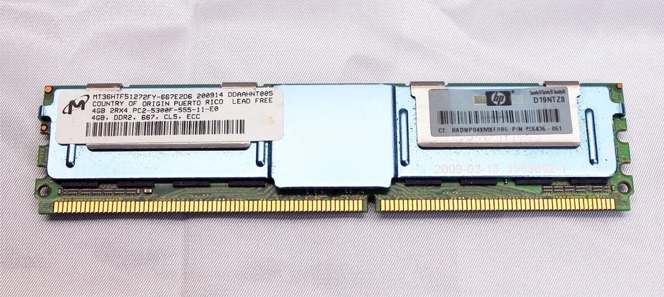 LOT OF 6 ~ HP 466436-061 ~ 4GB (2Rx4) PC2-5300F DDR2 RAM ~ GOOD PULLS - Image 4 of 4