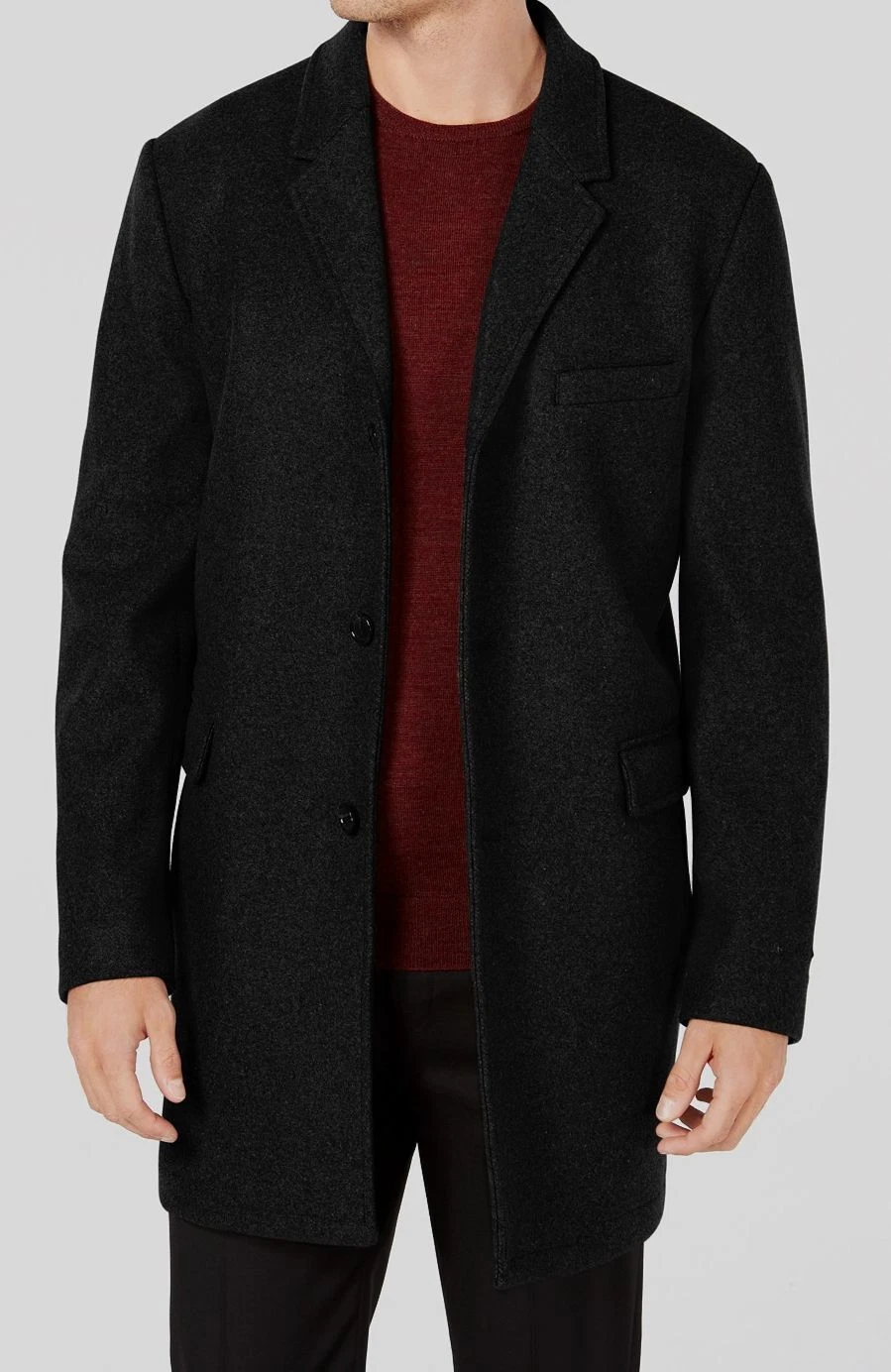 Michael Kors Men's Black Slim-Fit Overcoat Peacoat Warm Winter Jacket Size 40R