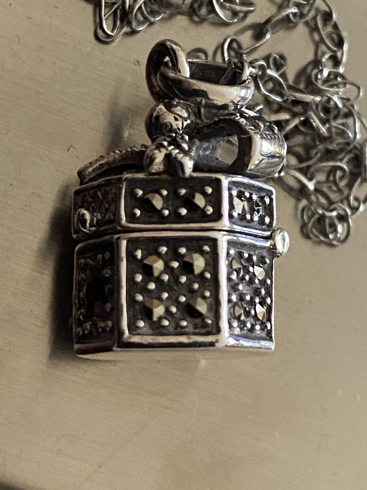 Antique Sterling Silver Hexagonal Ruby & Marquis … - image 2