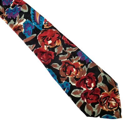 Colorful Floral Pattern Necktie by INDEX 100% Polyester Silk Feel Neck Tie USA M