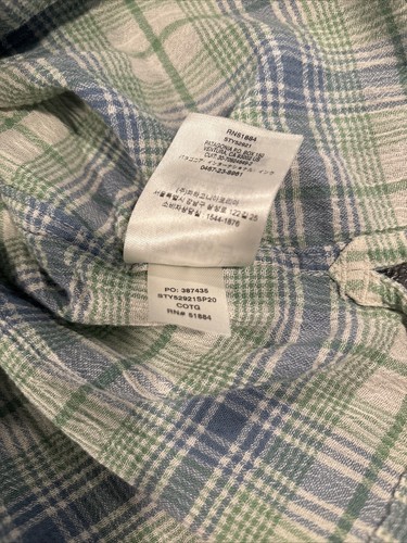 Patagonia Organic Cotton Shirt Men’s Size M Green Blue White Plaid Short Sleeves - Picture 9 of 9