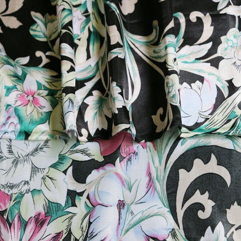 Vintage Floral Satin for Special Occasion, Everyday Wear Fabric - By The Yard - Image 2 of 4