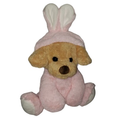 Kellytoy Bee Happy Easter 12'' Bunny Rabbit Hoodie Plush Pink Hooded Dog 2018