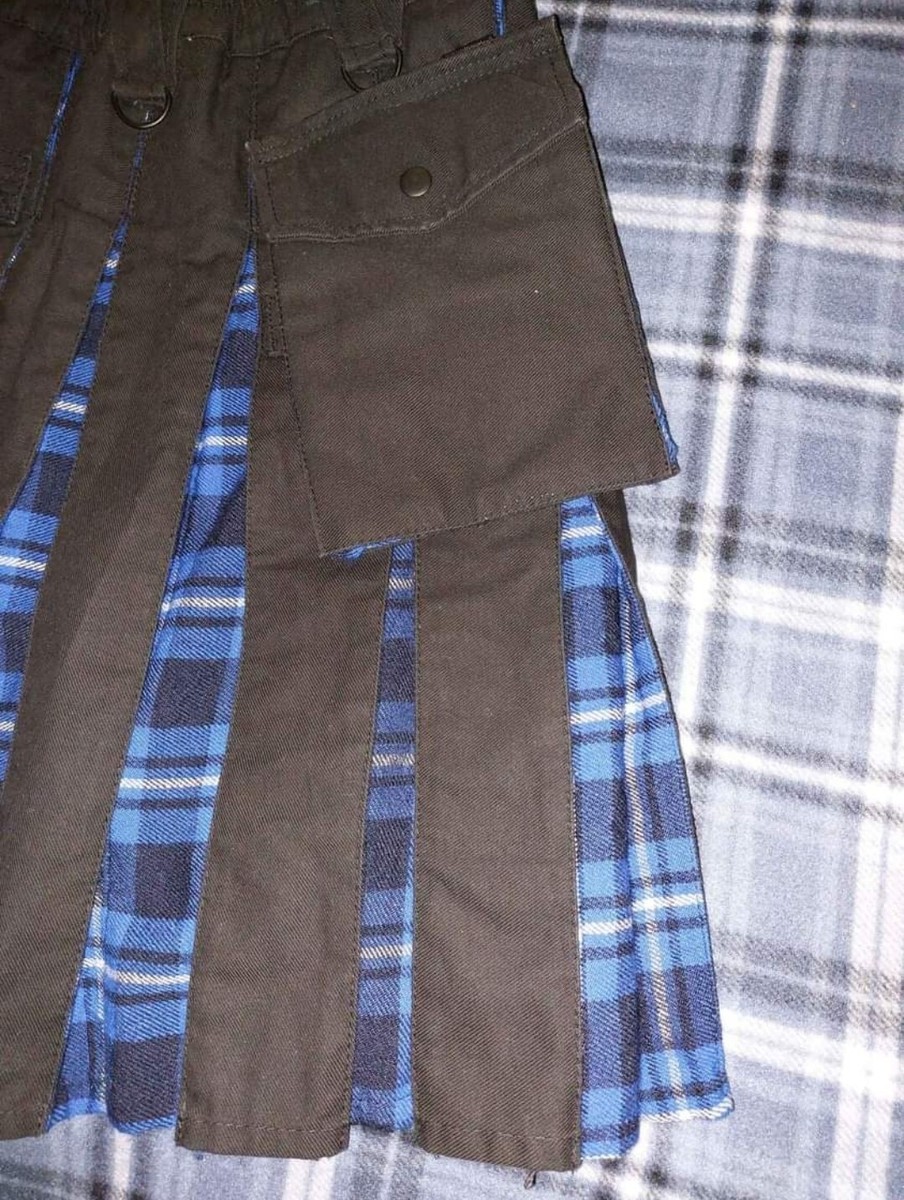 Verillas Cargo Kilt, Admiral Tartan, Waist Size 34 to 38 Inches Length 23  In