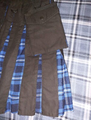 Verillas Cargo Kilt, Admiral Tartan, Waist Size 34 to 38 Inches Length 23  In