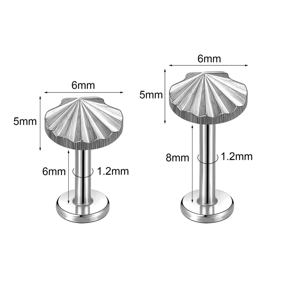 1 pieza Anillos labiales de titanio G23 16G Shell Labret Piercing Oreja Hélice Piercing Joyería Foto 2 de 4