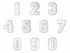 4" White Varsity Numbers on White Chenille Iron-on Patch
