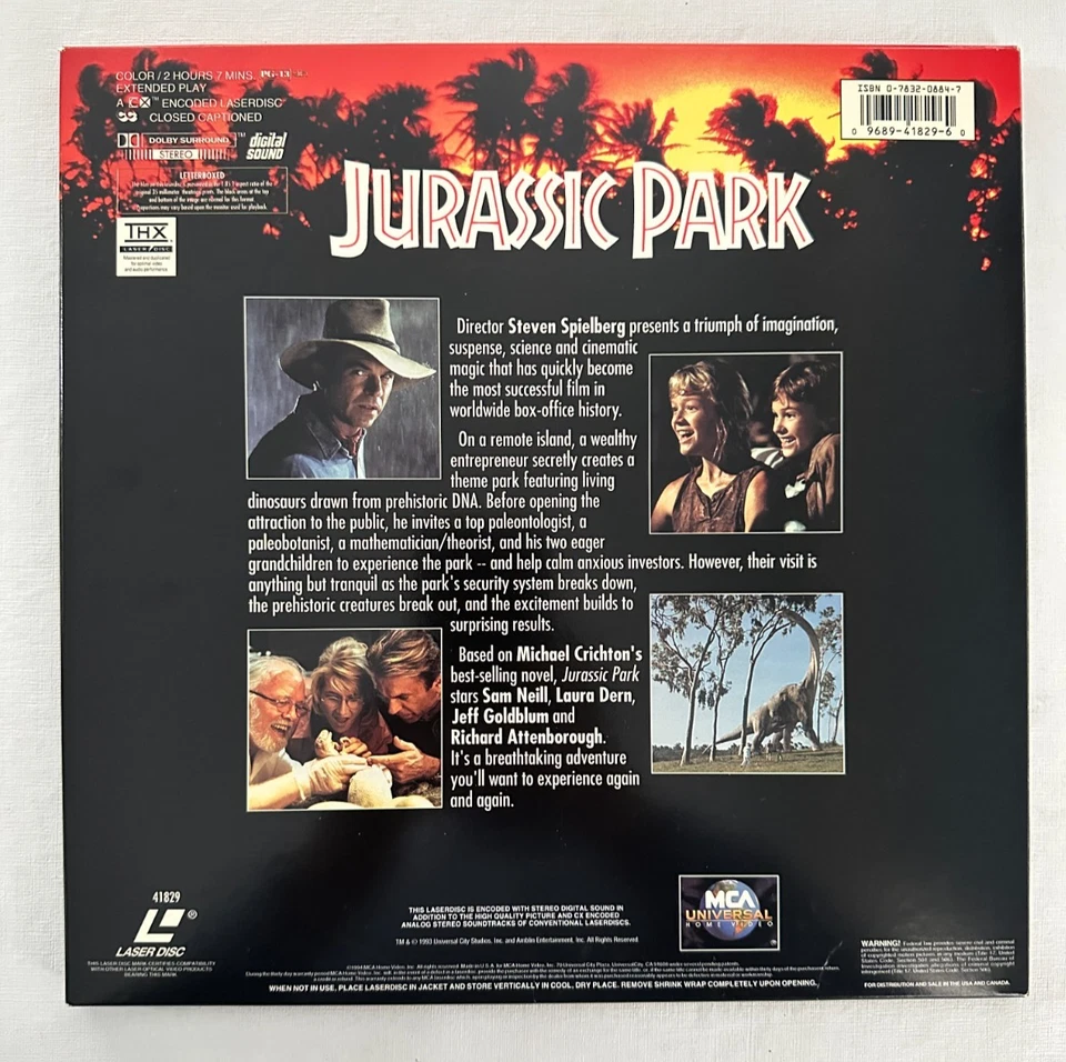 Digital LaserDisc Jurassic Park #41829 Letterboxed Edition 2 Discs - Image 3 of 4