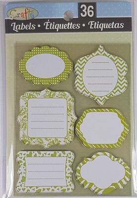 36 Green Craft Paper Labels Funky Cool Designs Tags Notes Free Shipping ...