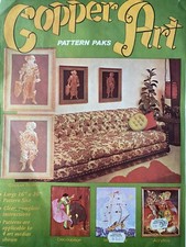 Vtg 70's Copper Art Tooling Giant Patterns Decoupage Gravel Mosaic Acrylic Paint