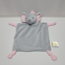 Dan Dee Baby Lovey Security Blanket Elephant Rattle Gray Pink Bow Plush Knotted