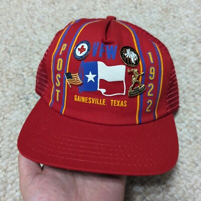VTG Post 1922 VFW Gainesville Texas Hat Snapback Trucker Mesh Red