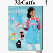 Colorful Kitchen Crafter Kit: Apron & Accessories Sewing Pattern M8377, One Size