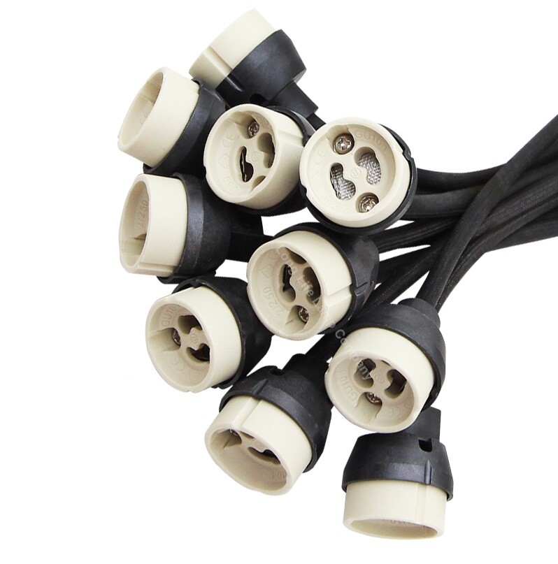 10 x GU10 Holder New Regulation Mains Bulb Connector 200mm Lead