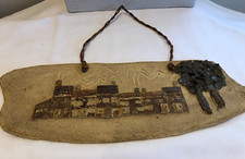 Keramik Studiokeramik Plakette - 6 Häuser & Bäume - gemarkt ep - 39,5 cm breit