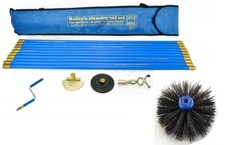 Industrial Bailey Uni 30ft Chimney Brush Sweeping Drain Rod Set& Rotating Handle