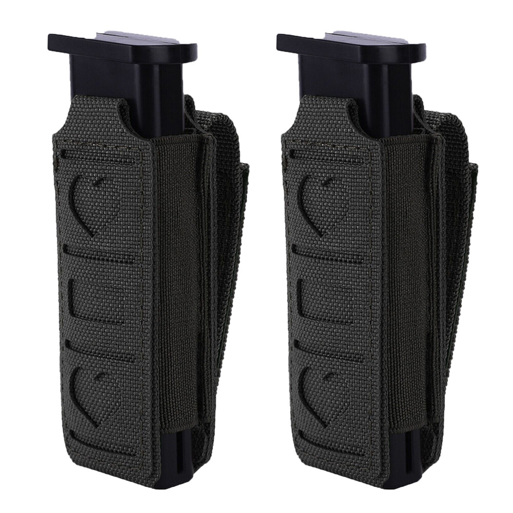 2pcs Elastic Open Top Single Magazine Pouch Concealed Carry Pistol Mag Holder US-image