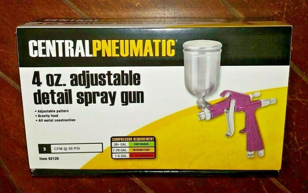 Central Pneumatic 4oz Adjustable Detail Spray Gun ~Gravity Feed~ Item# 92126
