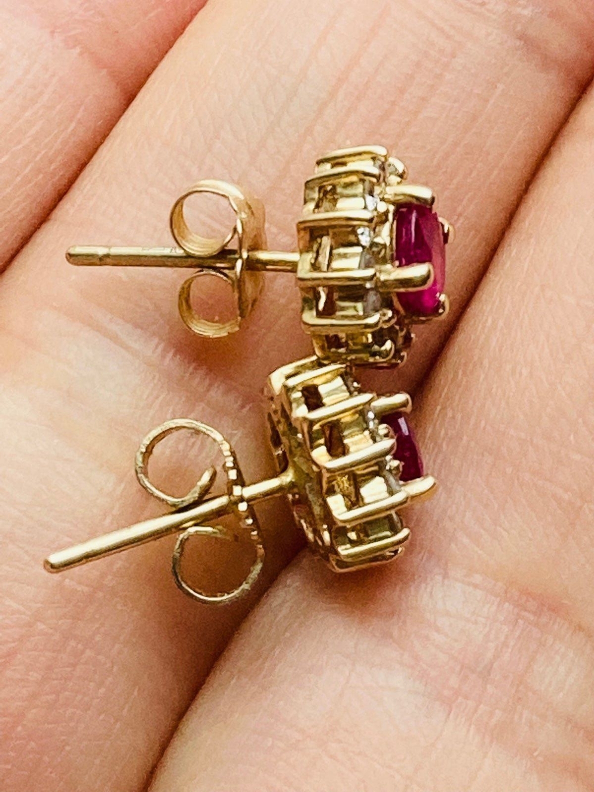 Effy 14k solid gold genuine ruby diamond Stud  Ea… - image 5