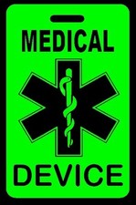 Personalized Hi-Viz Green Medical Device Luggage/Bag Tag