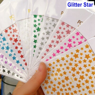 Glitter Star Nail Stickers 9 Colors Shiny Stars 3D Self-Adhensive Nail Decals