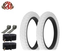 2 ALTA BICYCLE WIRE BEAD 14 x 2.125 WHITE COMP III BMX TREAD W/TUBES & RIMSTRIPS
