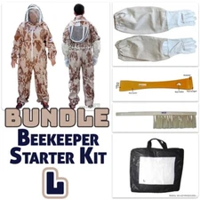 Adult Large Desert Camo Bee Suit Bundle Kit – Suit, Gloves, Hive Tool & Brush