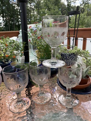 4 EPAG Clear Crystal Pressed Glass Water Goblet Wine Glasses | eBay