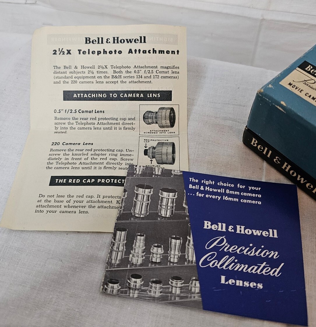 Vintage Bell & Howell Movie Camera Lens 2 1/2 x Telephoto Attachment Original B1
