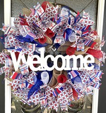 Welcome Louisiana Seafood Boil Summer Front Door Wreath Crawfish Lobster Shrimp