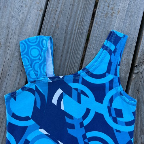 TITLE NINE Geometric Mod Asymmetrisches Tanktop Blau, Türkis, Weiß Gr. Small S - Bild 3 von 8