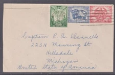 Australia 1946 Peace Cover Crows Nest to Michigan