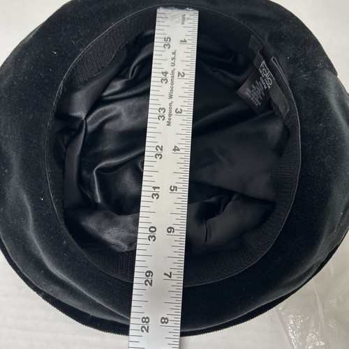 Sombrero Bucket Negro Terciopelo/Velour Talla Única Se Adapta a la Más Clásica Años 60 Estilo Folio NY - Imagen 5 de 6