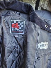 First Racing Genuine Black Leather Motorcycle Biker Jacket Mens Medium Lined