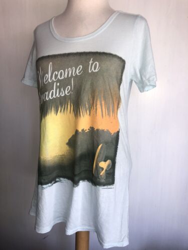 SNOOPY "Welcome To Paradise" Official Women's Junk Food Peanuts T-Shirt Sz Small - Picture 3 of 4