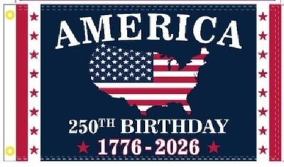 3X5 TRUMP 2024 2028 AMERICA 1776-2026 250TH USA MAP FLAG 100D BANNER